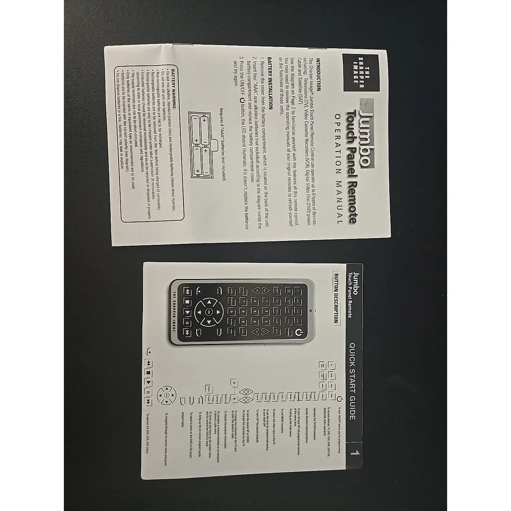 Jumbo Remote With Luminescent Touch Pad NEW‎ IN BOX Sharper Image Universal